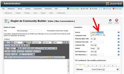 Configuration onglet cb jcomments