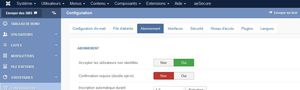 acymailing config abonnement